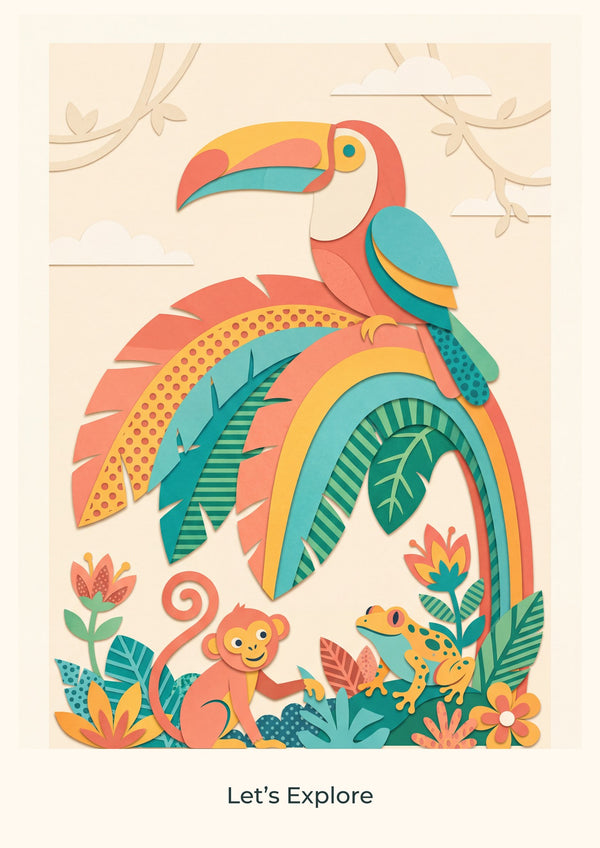 Let’s Explore — Rainbow Rainforest Children’s Art Print