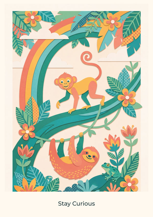 Stay Curious — Rainbow Rainforest Children’s Art Print