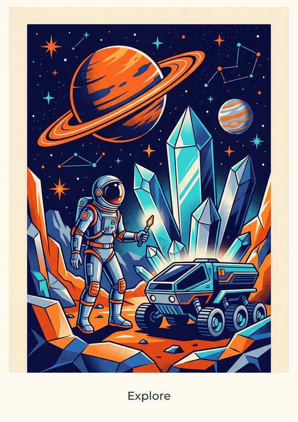 Explore — Cosmic Explorers Children’s Art Print