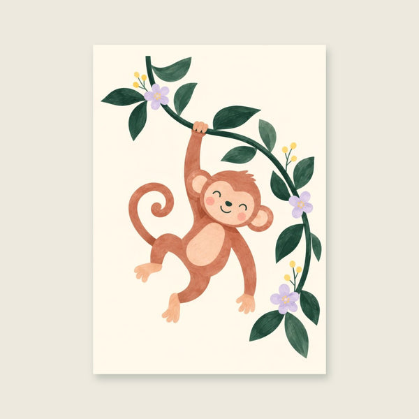 Little Monkey, Big Swing Children’s Print
