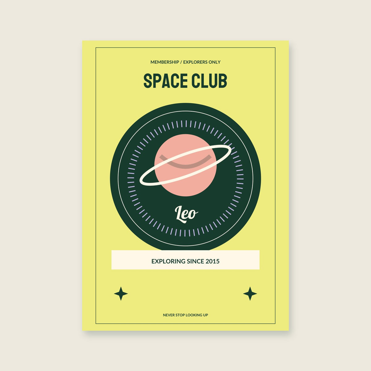 Space Club Personalised Print