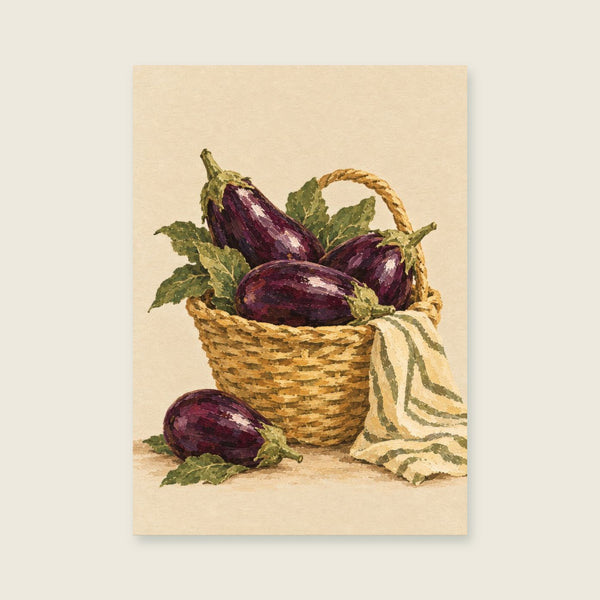 A Basket of Aubergines Art Print