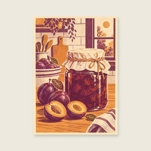Plum preserve in an unlabelled jar Art Print