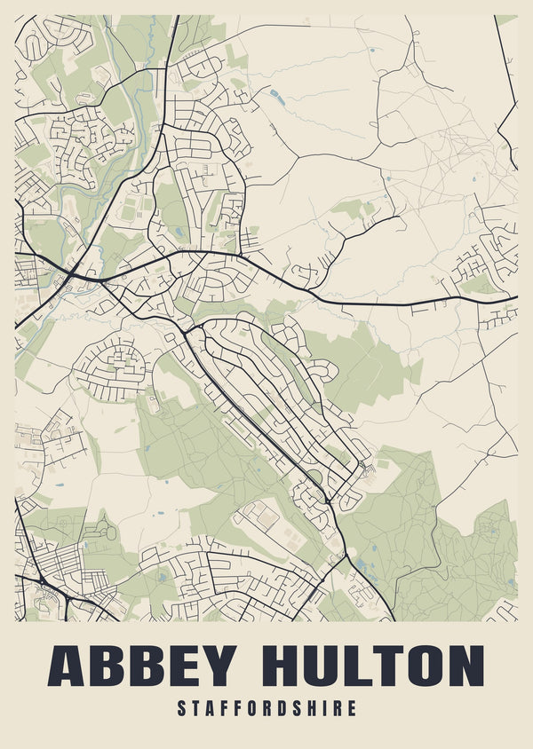 Abbey Hulton Street Map Poster