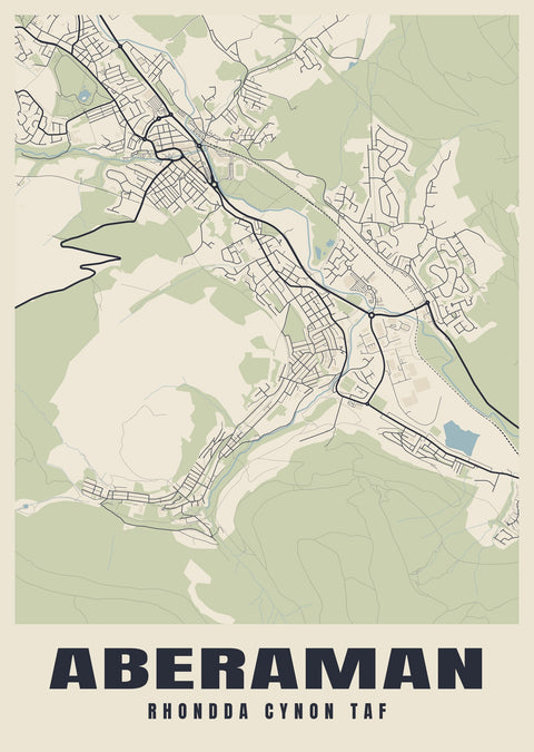 Aberaman Street Map Poster