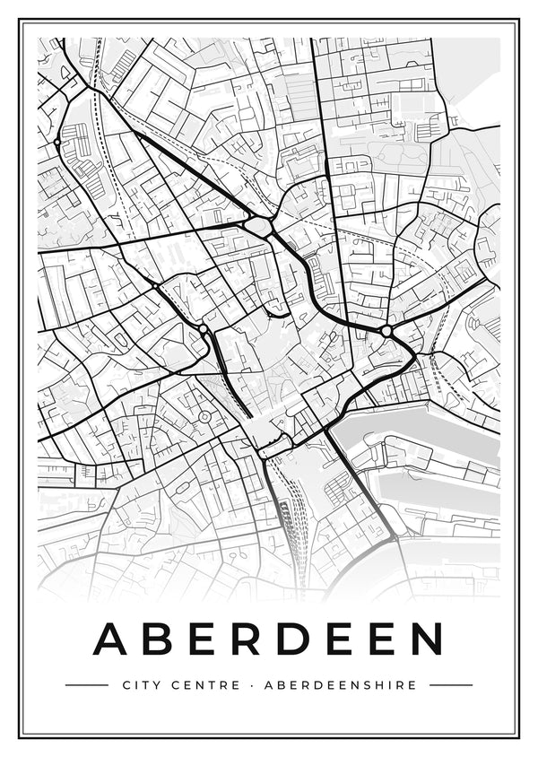 Aberdeen City Centre Street Map Poster