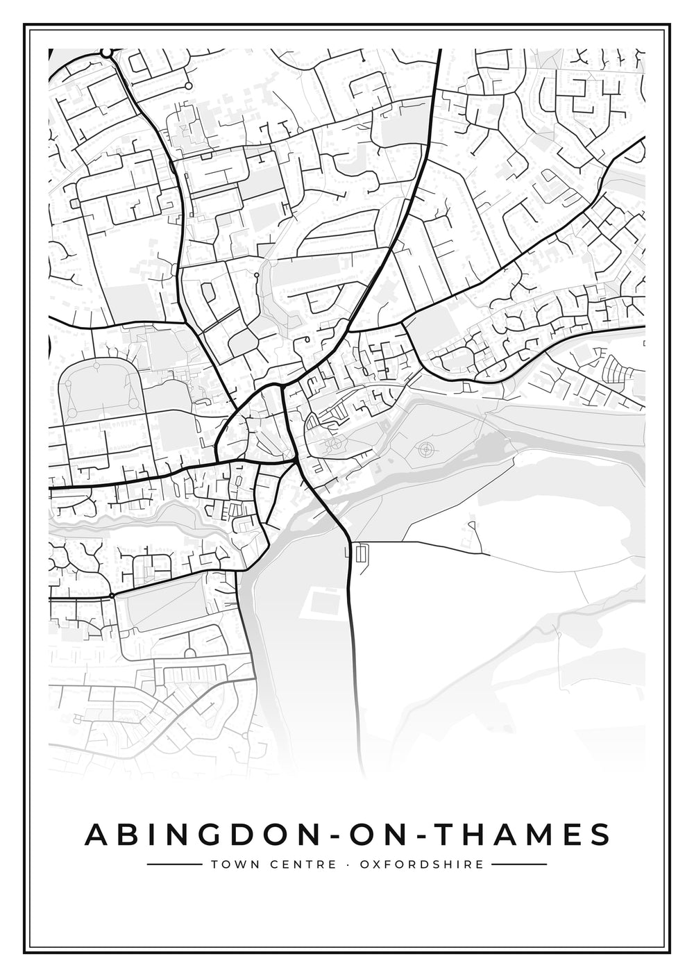 Abingdon-on-Thames Town Centre Street Map Poster