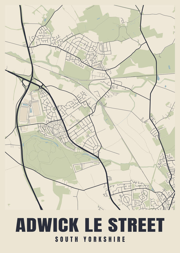 Adwick le Street Street Map Poster