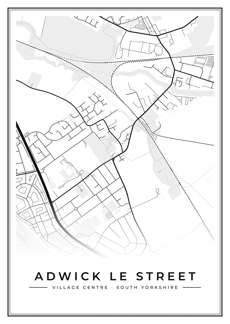 Adwick le Street Village Centre Street Map Poster