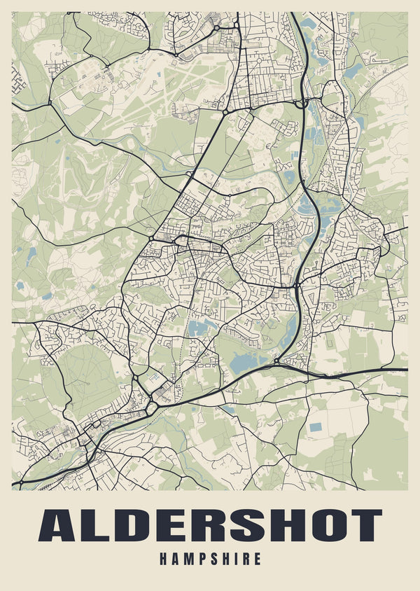 Aldershot Street Map Poster