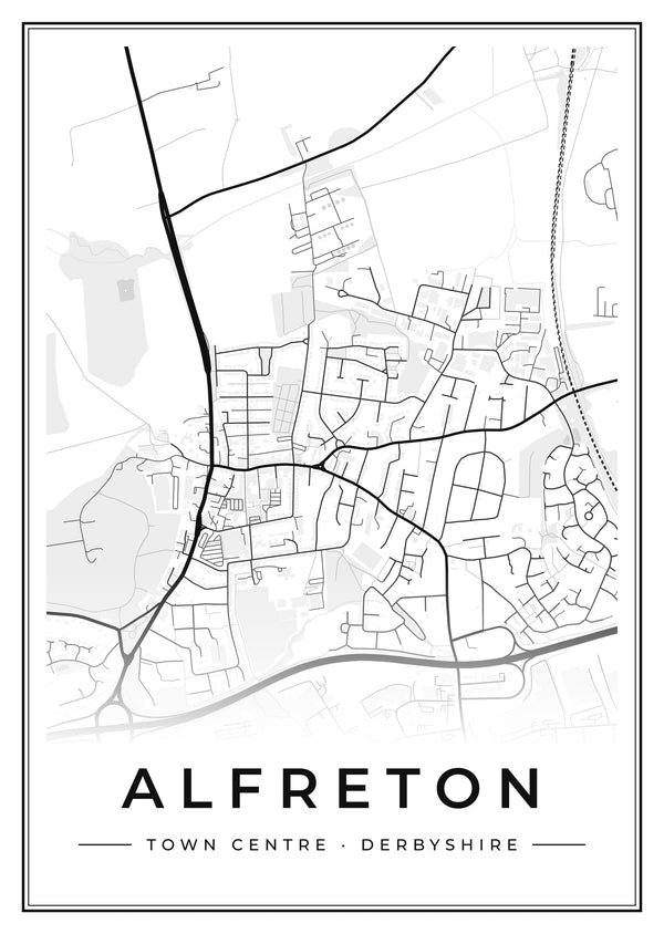 Alfreton Town Centre Street Map Poster
