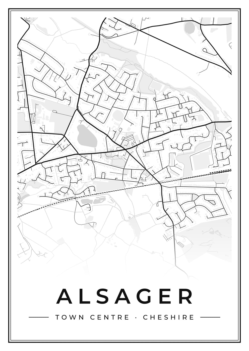 Alsager Town Centre Street Map Poster