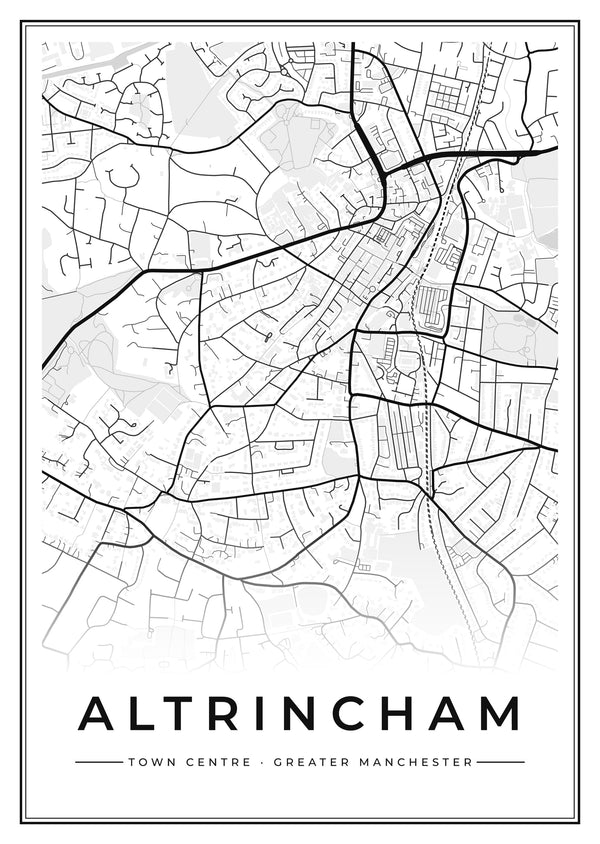 Altrincham Town Centre Street Map Poster