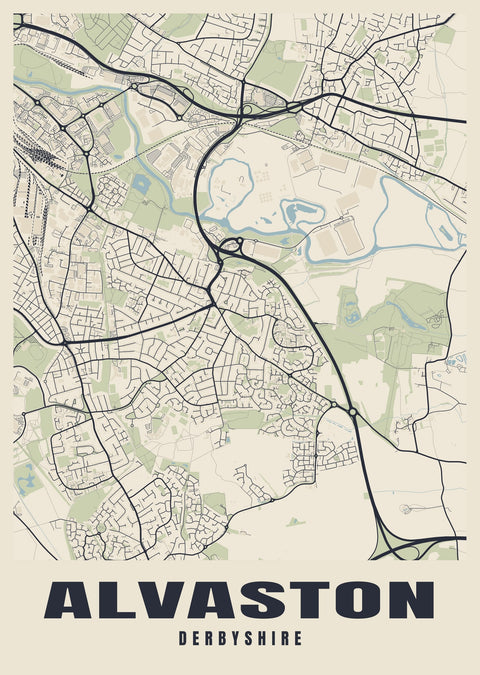 Alvaston Street Map Poster