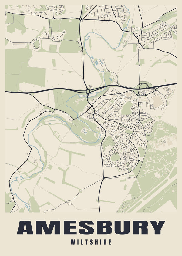 Amesbury Street Map Poster