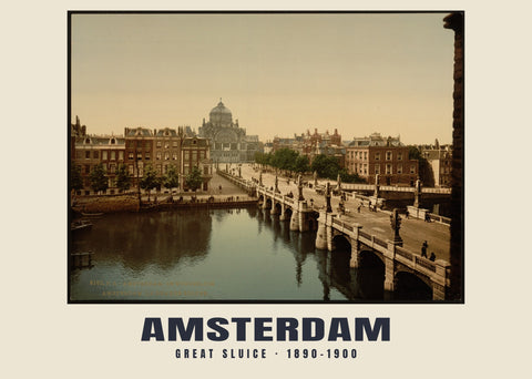 Great Sluice, Amsterdam — 1890–1900 · Vintage photochrom print