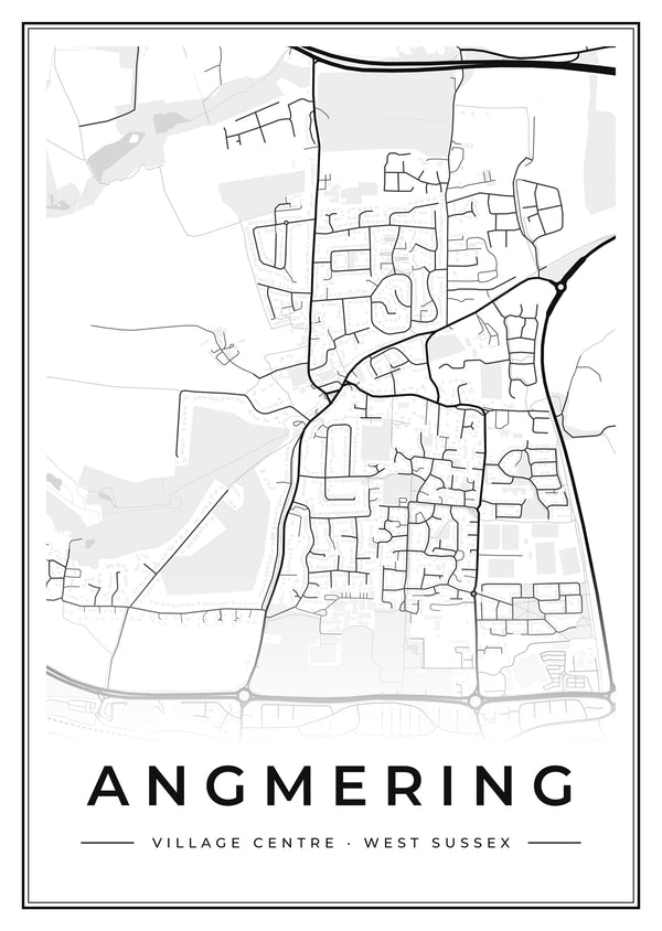 Angmering Village Centre Street Map Poster