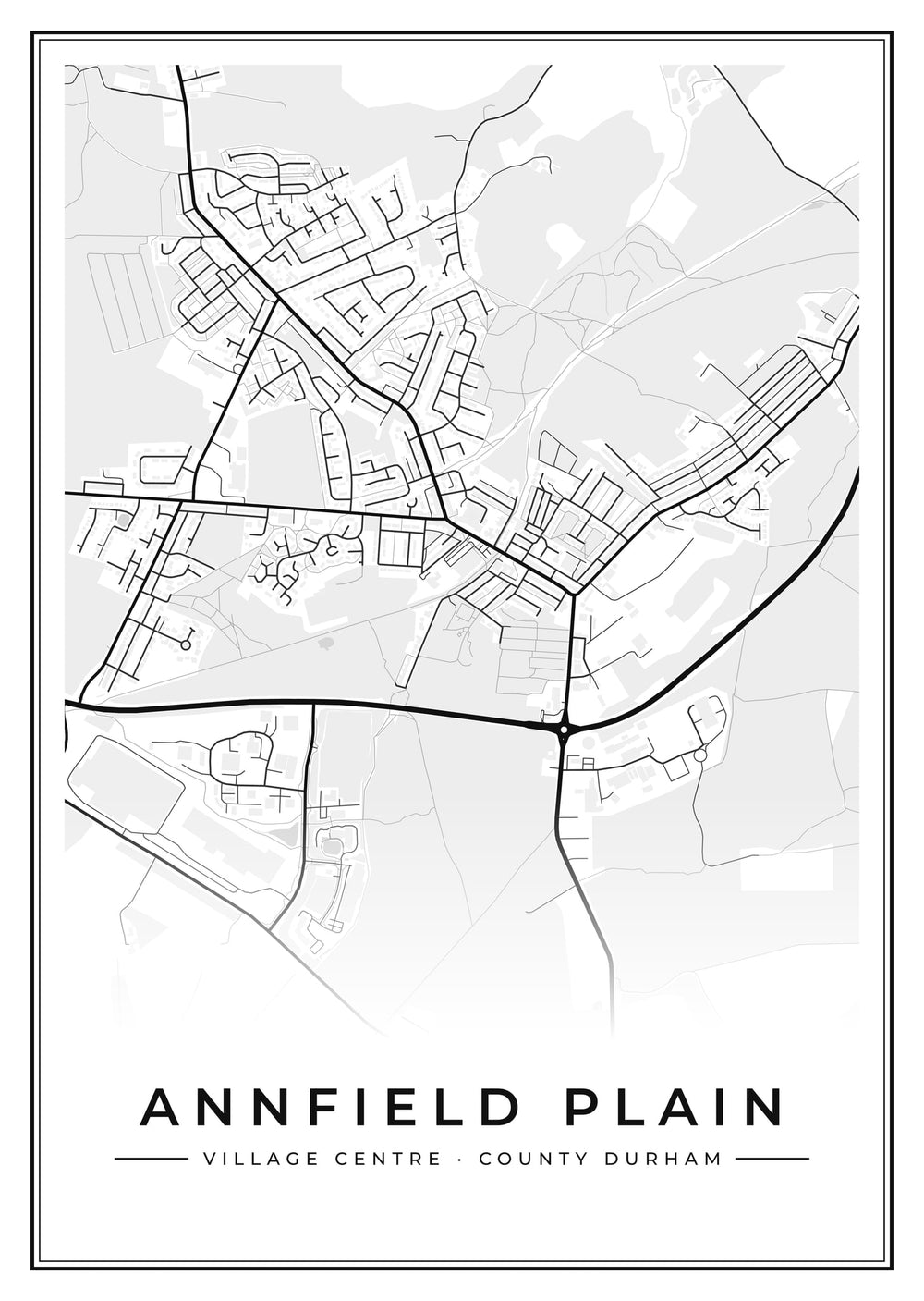 Annfield Plain Village Centre Street Map Poster