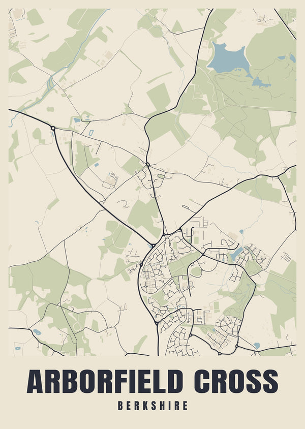 Arborfield Cross Street Map Poster