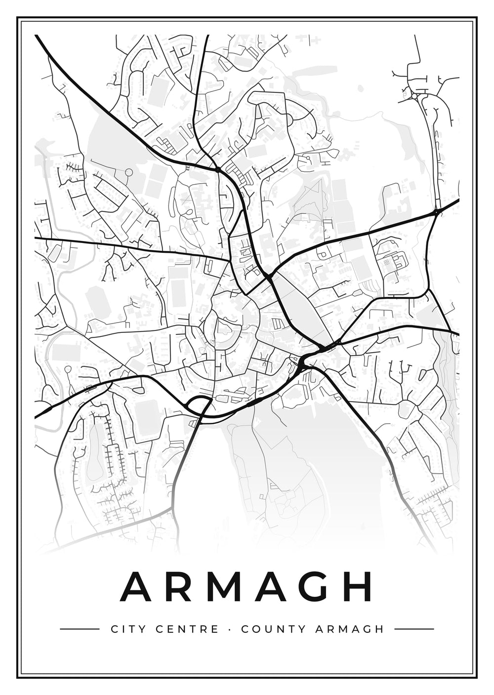 Armagh City Centre Street Map Poster