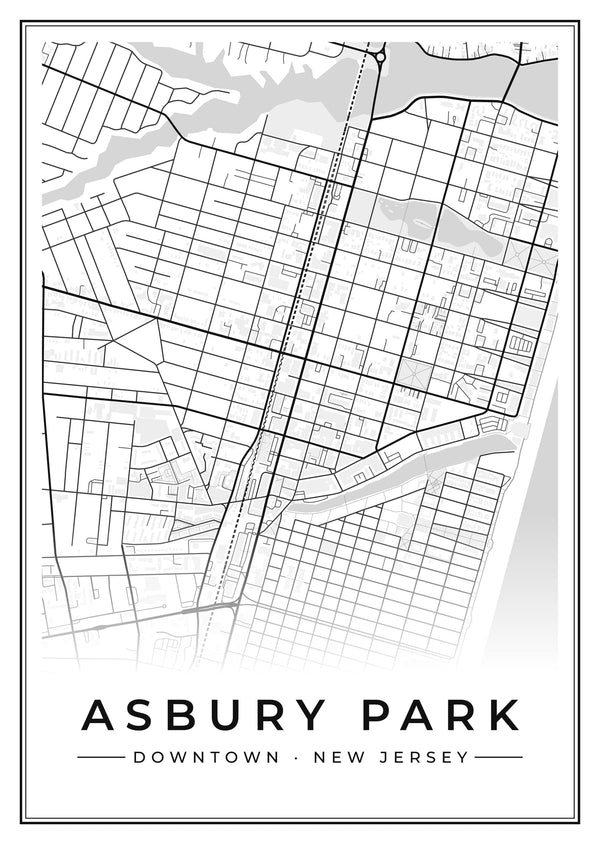 Asbury Park Downtown Street Map Poster