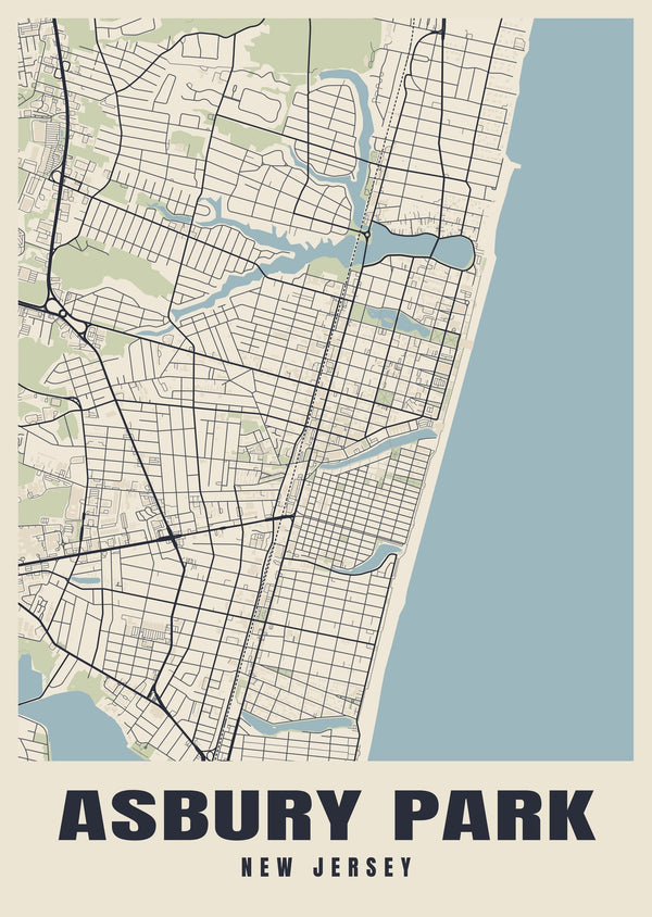 Asbury Park Street Map Poster