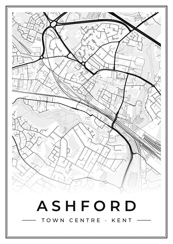 Ashford Town Centre Street Map Poster