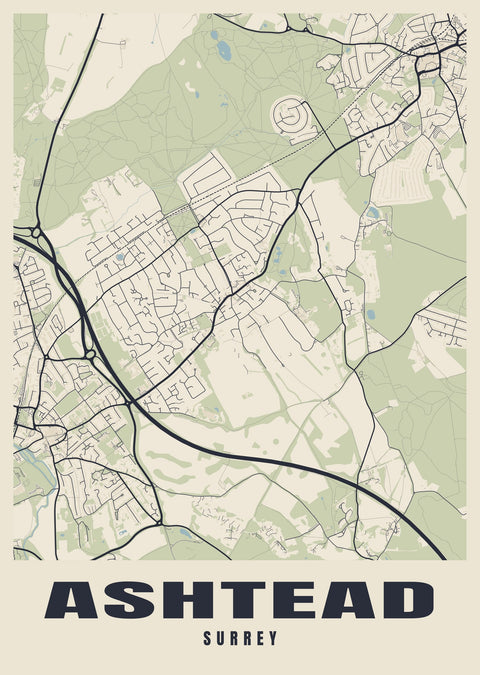 Ashtead Street Map Poster