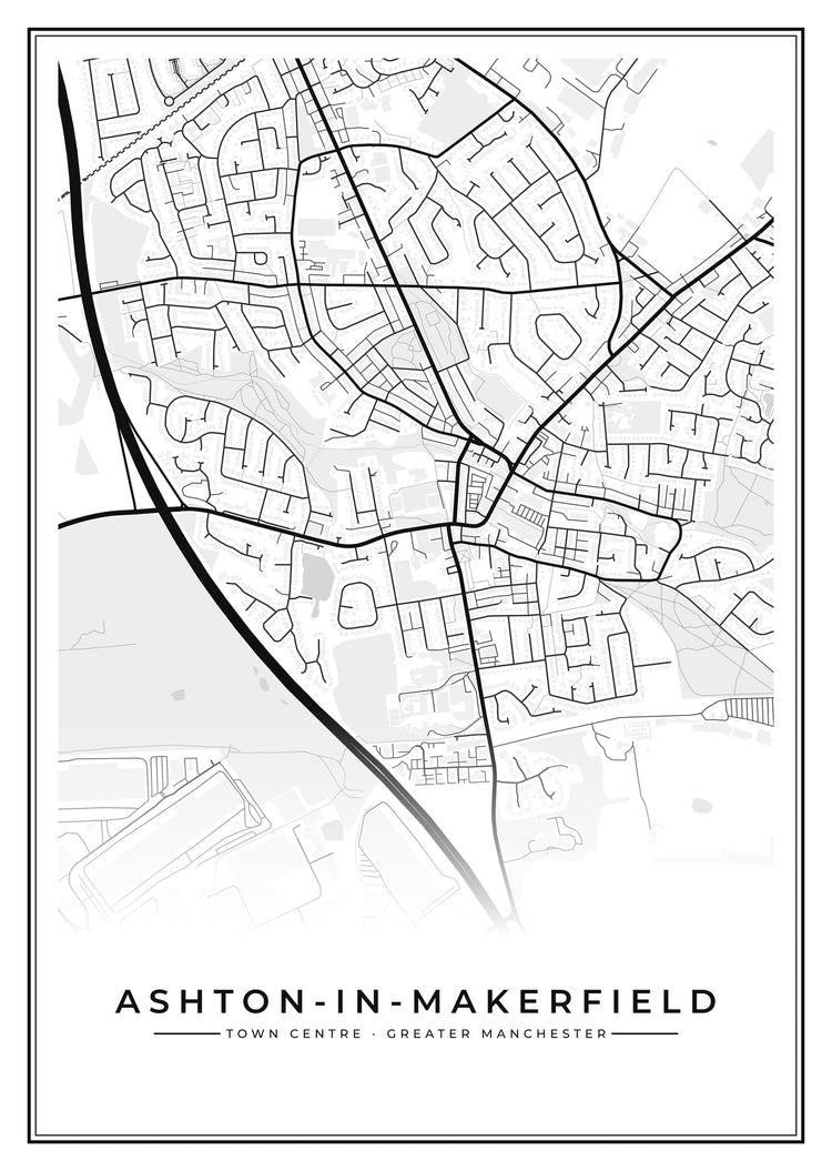 Ashton-in-Makerfield Town Centre Street Map Poster