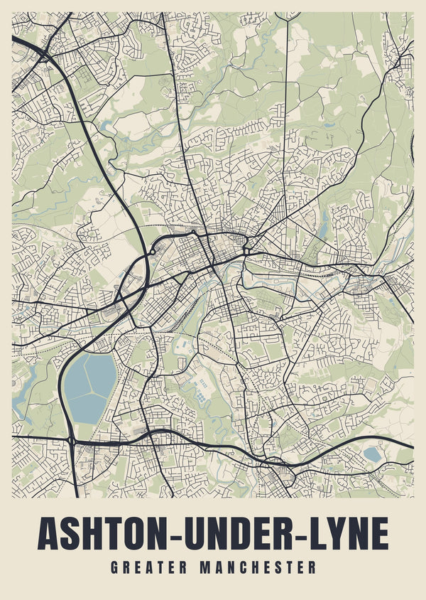 Ashton-under-Lyne Street Map Poster
