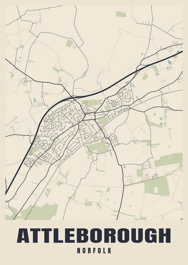 Attleborough Street Map Poster