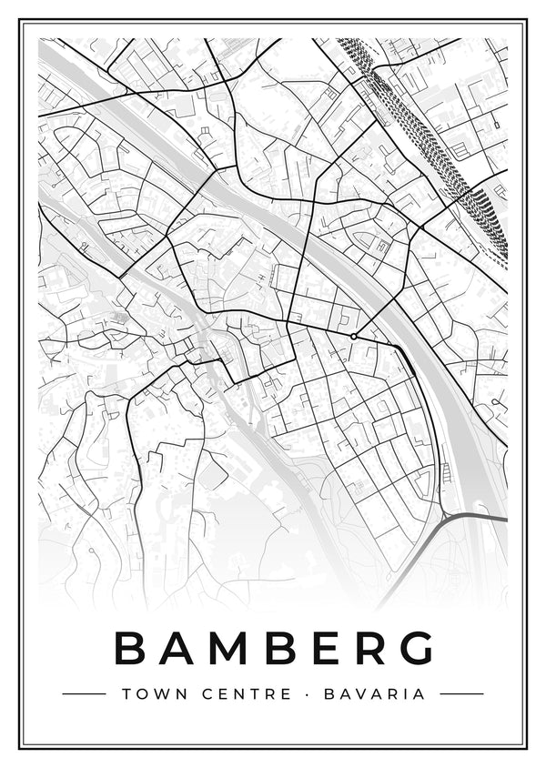 Bamberg Town Centre Street Map Poster