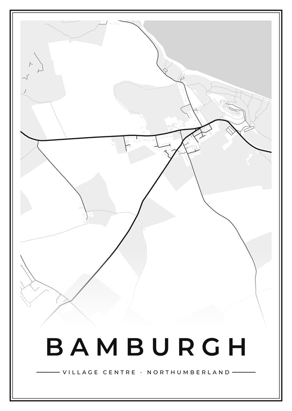 Bamburgh Village Centre Street Map Poster