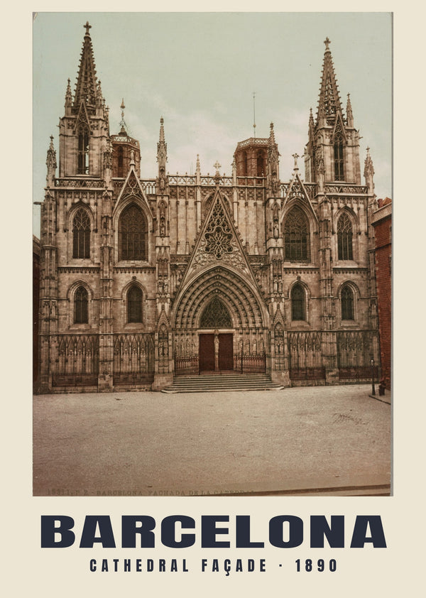 Catedral de Barcelona, Barcelona — 1890 · Vintage photochrom print