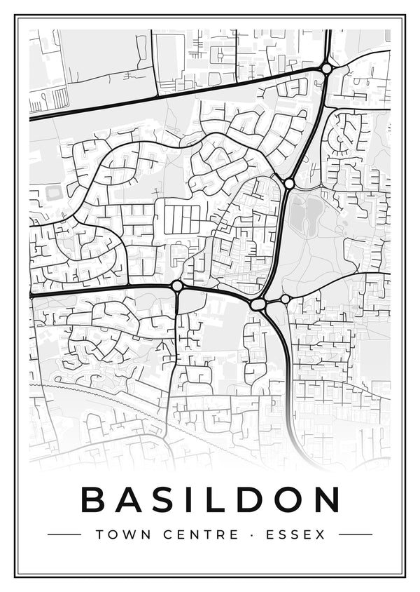 Basildon Town Centre Street Map Poster