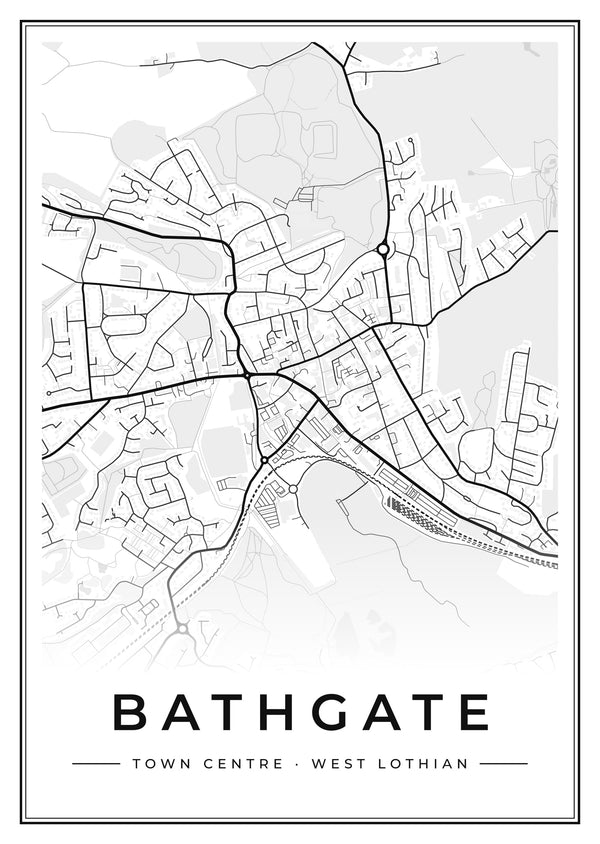 Bathgate Town Centre Street Map Poster