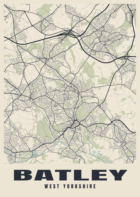 Batley Street Map Poster