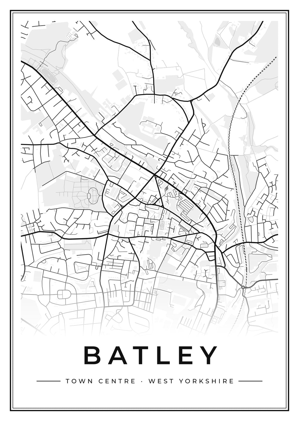 Batley Town Centre Street Map Poster