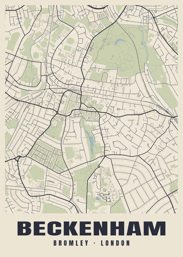 Beckenham Heritage Street Map Poster