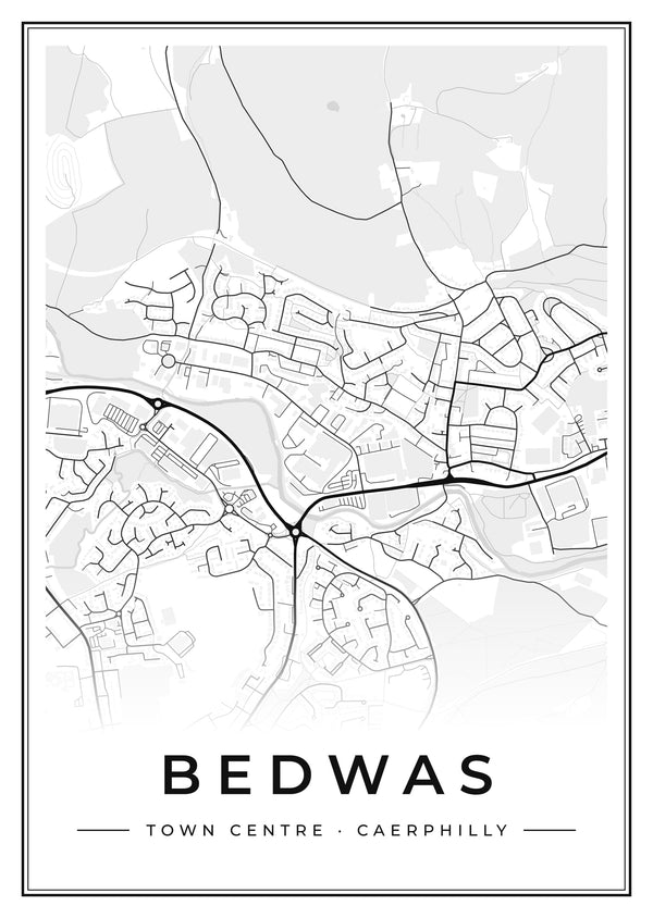 Bedwas Town Centre Street Map Poster