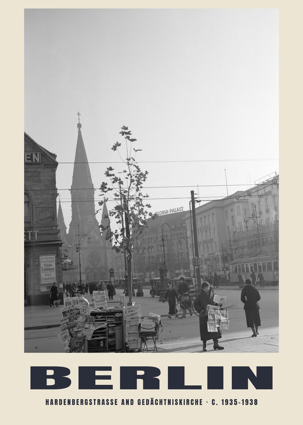 Hardenbergstraße and Gedächtniskirche, Berlin — c. 1935–1938 · Historic photograph print