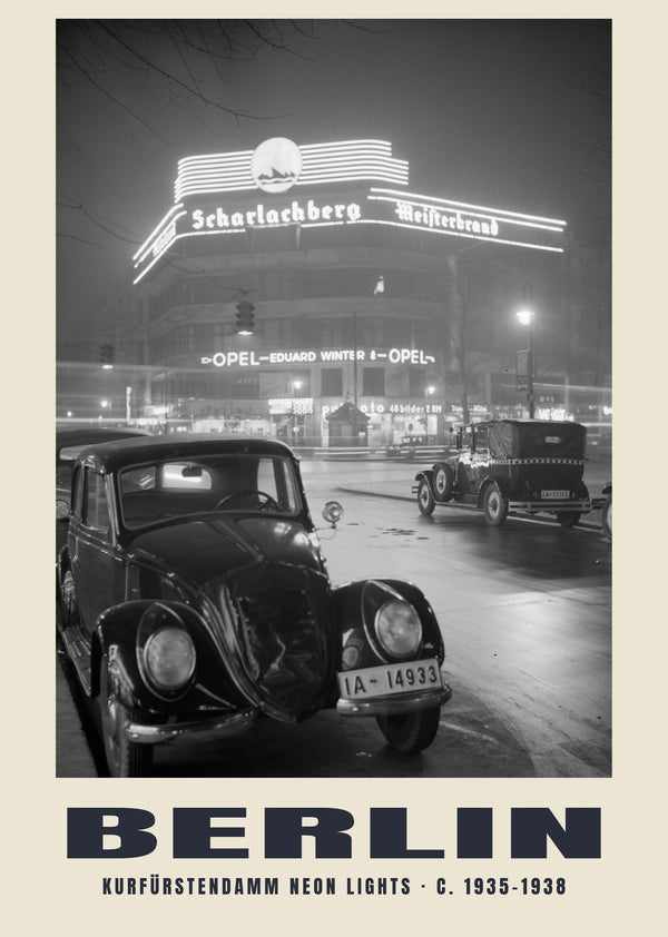 Kurfürstendamm Neon Lights, Berlin — c. 1935–1938 · Historic photograph print