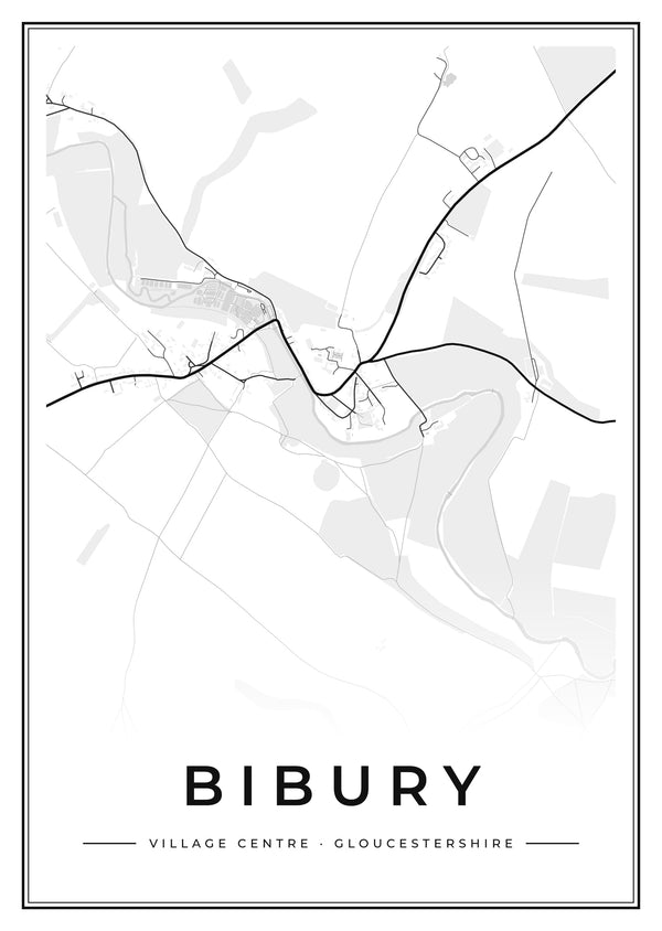 Bibury Village Centre Street Map Poster