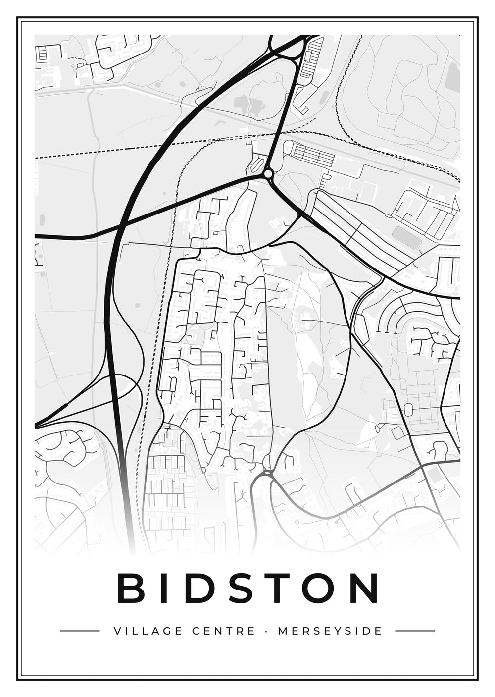 Bidston Village Centre Street Map Poster
