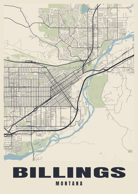 Billings Street Map Poster