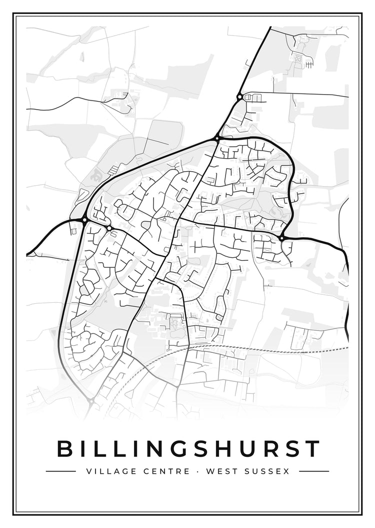 Billingshurst Village Centre Street Map Poster