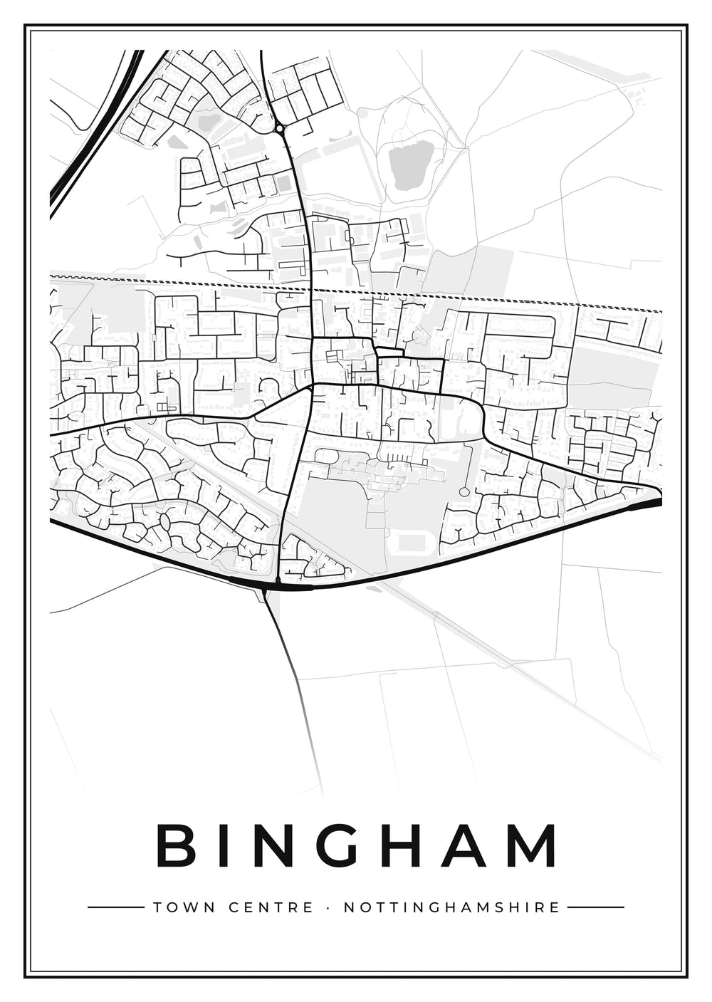 Bingham Town Centre Street Map Poster