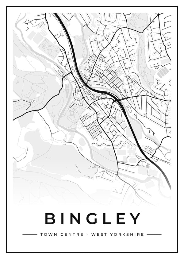 Bingley Town Centre Street Map Poster