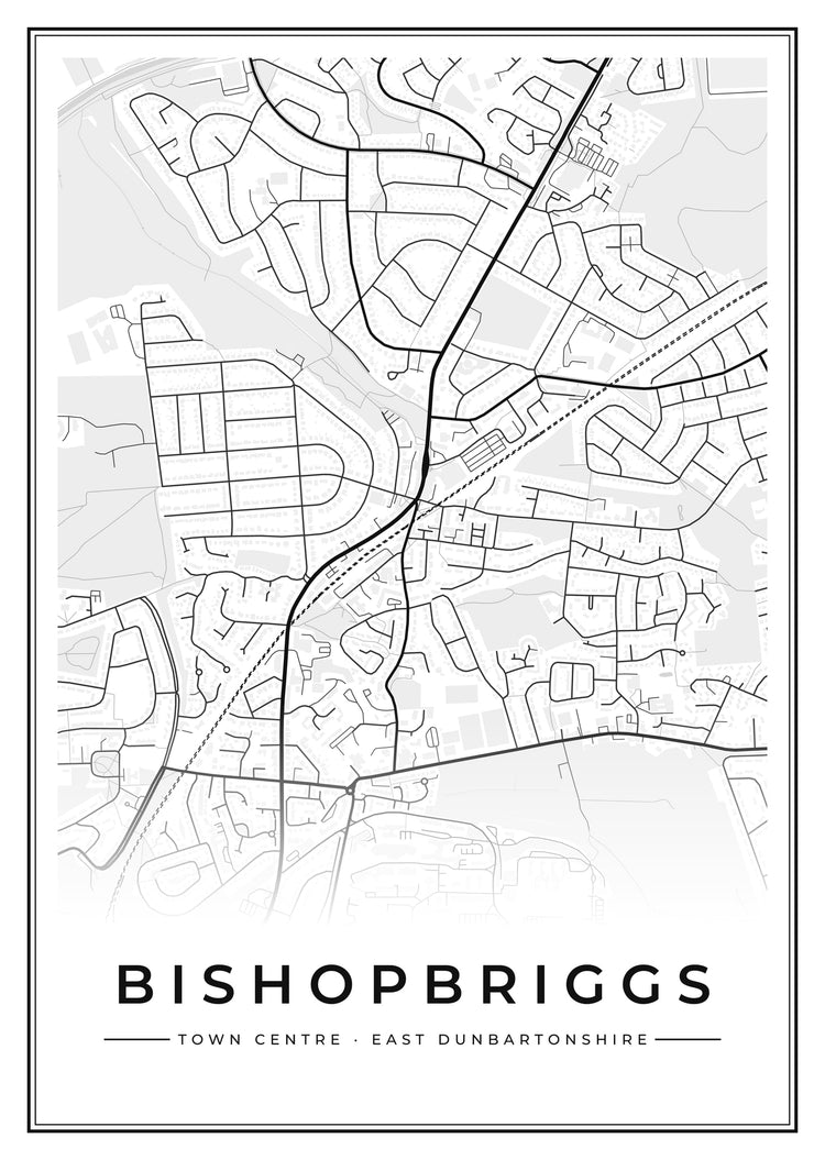 Bishopbriggs Town Centre Street Map Poster