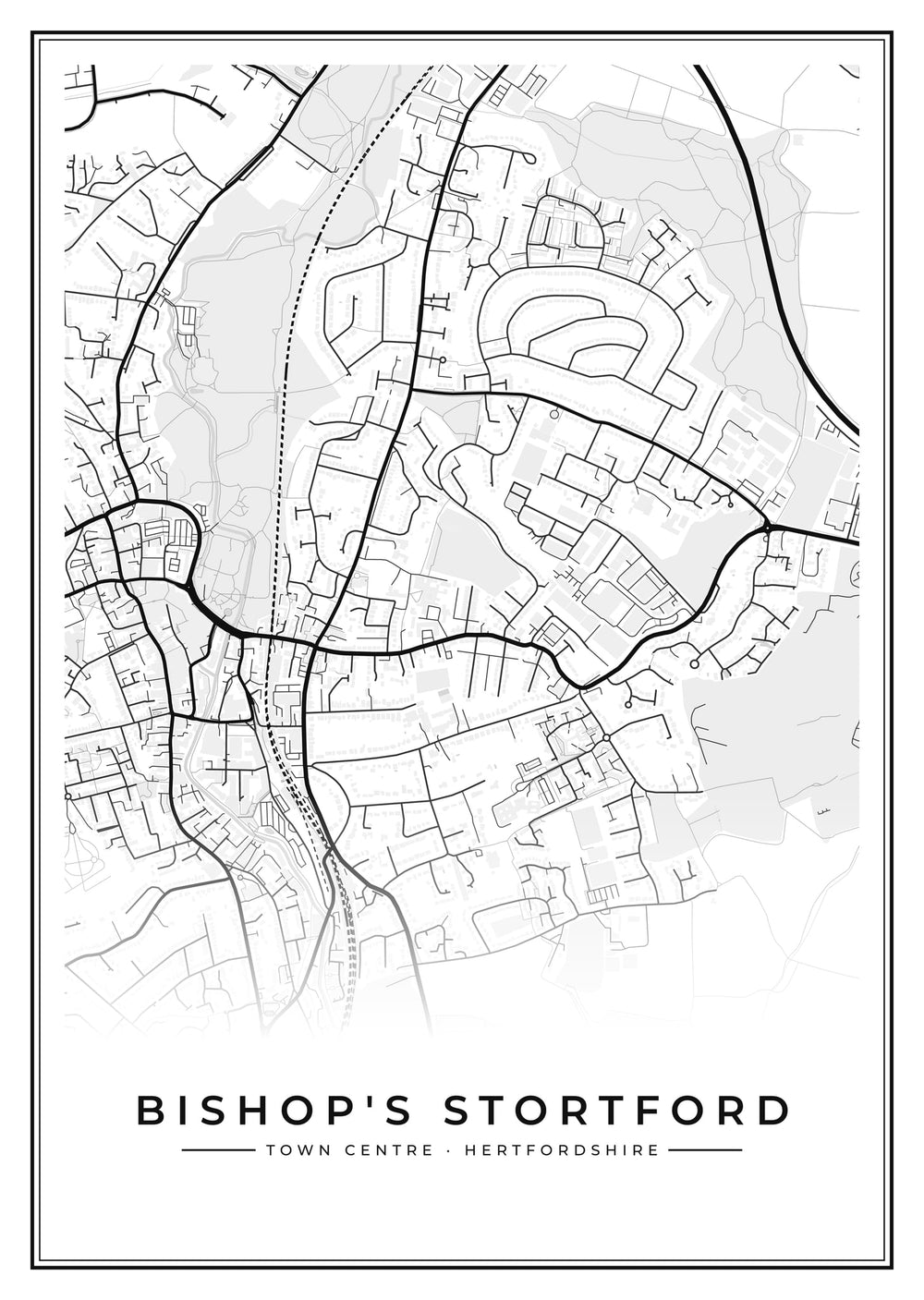 Bishop's Stortford Town Centre Street Map Poster